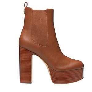 Michael Kors Natasha Camel Brown Platform Leather Bootie 7